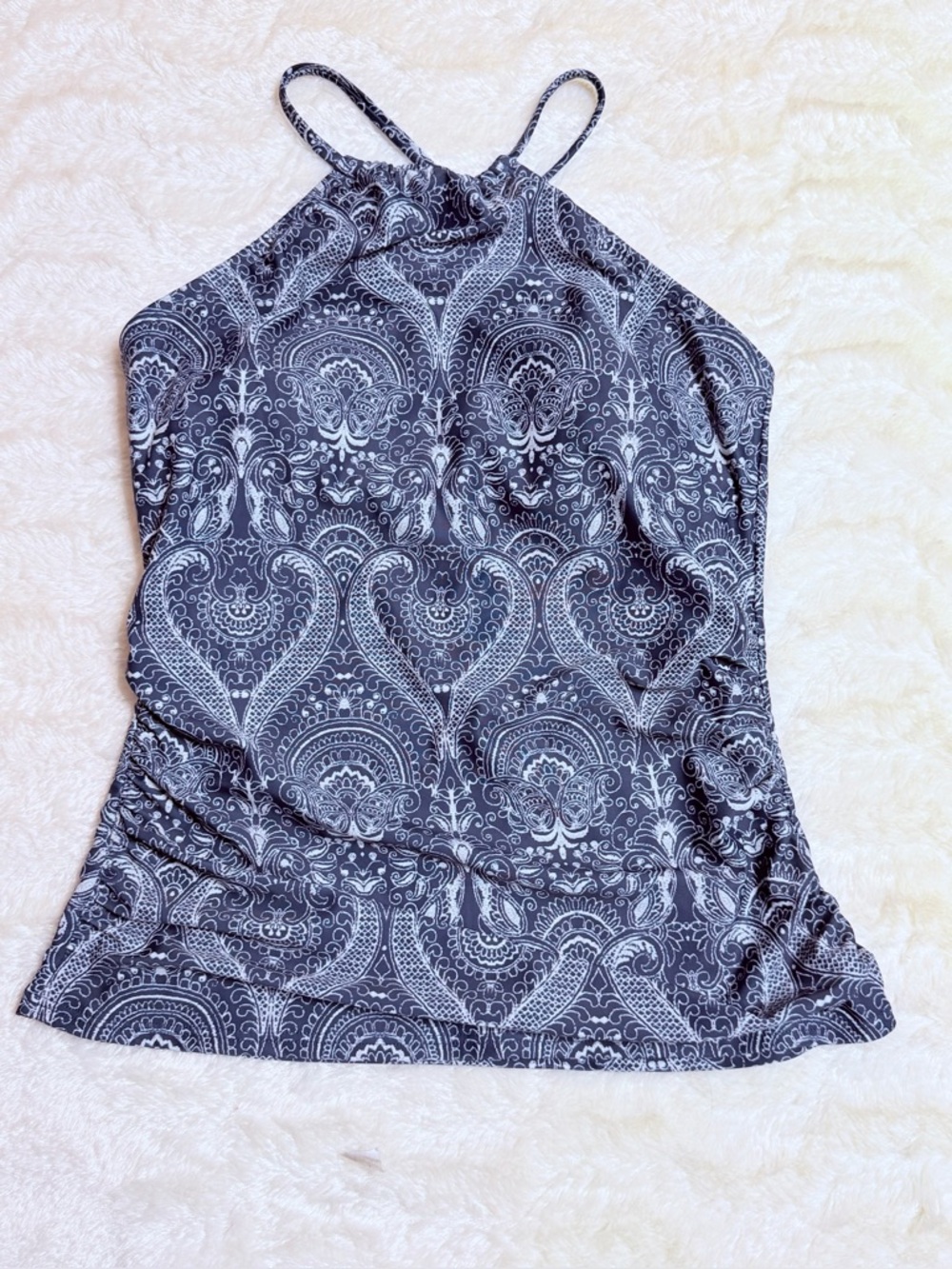 VENUS Blue and White Paisley Halter Cami Swim Top Size 6